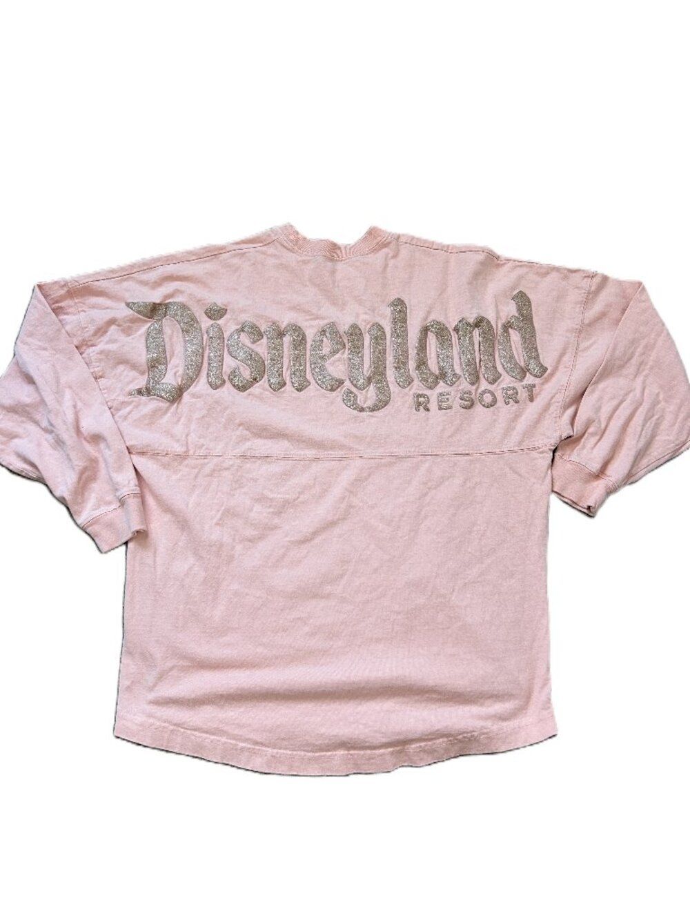 Disneyland Spirit Jersey Rose Gold Puff Glitter Oversized Pink Pullover Shirt XS